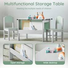 SoBuy KMB88-HG Children's Table With Chairs, Children's Seating Group Indoors, Children's Table And Chair Set, Painting Table For Children, Seating Group, Light Grey - Grey - View 5