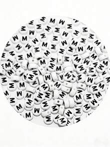 100/200/300/500pcs Black & White Acrylic Letter Beads Jewelry Making Kit, Bohemian Style DIY Bracelets, Necklaces, Keychains With Letter Charms, DIY Craft Supplies - Mixed Hollow Letter Beads With Game & Friendship Themes - Black and White - View 14