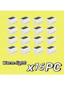 Bộ 4/8/12/16 đèn LED năng lượng mặt trời gắn tường, đèn hàng rào sân vườn ngoài trời, đèn chiếu sáng cầu thang sân vườn. - Nhiều màu - Xem 19