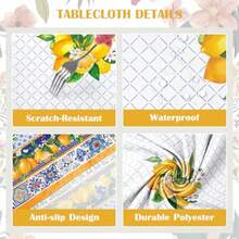 Spring Summer Capri Lemons Table Cloth Rectangle Machine Washable Italian Lemon Tablecloth 152 * 213 Cm Polyester Blue Table Cover For Kitchen Dinner Party Outdoor Decor  Dfe - Capri Lemon - View 5