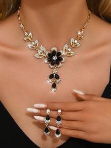 3 Pieces/Set Of Elegant And Multifunctional Flower Shaped Necklaces And Earrings, Made Of Zinc Alloy Material, Suitable For Women's Daily, Wedding, Party, And Holiday Gifts - 8036 - View 14