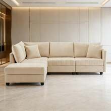 Sofas & Couches - Beige + Cotton Linen + 5 Seat-1 - View 1