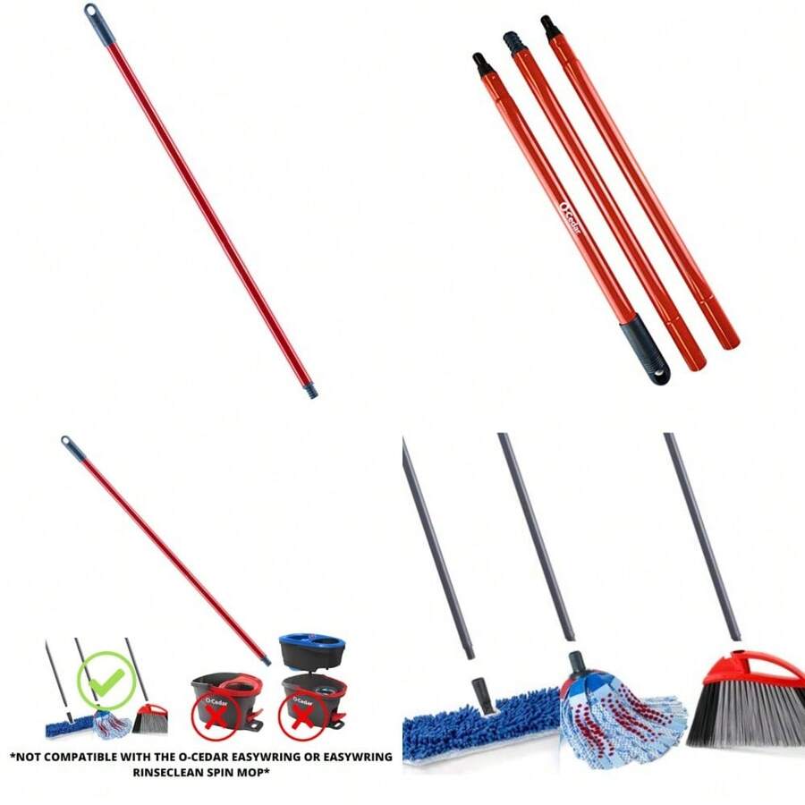Replacement Handle For Dual-Action Flip Mop Hardwood Floor 'N More Dual-Action Dust Mop Power Corner Broom Angle Broom Microfiber Cloth Mop Black Durable And Adjustable Design - Gỗ đỏ - Xem 1