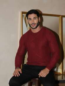 High-Quality Men's Knit Sweater For Cold Weather, Autumn/Winter, Long Sleeves, Father's Day. - 紅色 - 查看 6