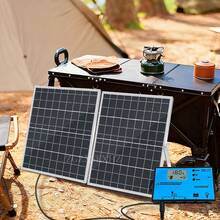 ZGZXSEXHZ 2 pièces Panneau solaire portable extérieur 15W, avec support, contrôleur de charge solaire 70A, sortie 18V, convient pour éclairage de jardin, surveillance, véhicules, téléphones, caméras, camping, maisons pour animaux de compagnie et autres petits systèmes d'alimentation - 2 panneaux solaires de 15 W avec supports + contrôleur 70 A - Voir 6