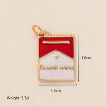 1pc New 18K Gold Plated Candy Suitcase, Water Cup, Dice, Taxi Lamp, Wine Glass, Dance Shoes, Envelope Pendant, Waterproof And Fade-Resistant, DIY Jewelry Accessories, Necklace, Bracelet, Earring, Keychain, Bag, Women Jewelry, Wallet, Small Pendant, Gift - Multicolor - View 17