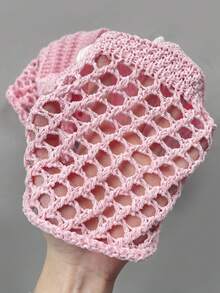 2026新款韩版性感镂空针织吊带背心短裤两件套，适合海滩度假夏季穿着 - 淺粉色 - 查看 10