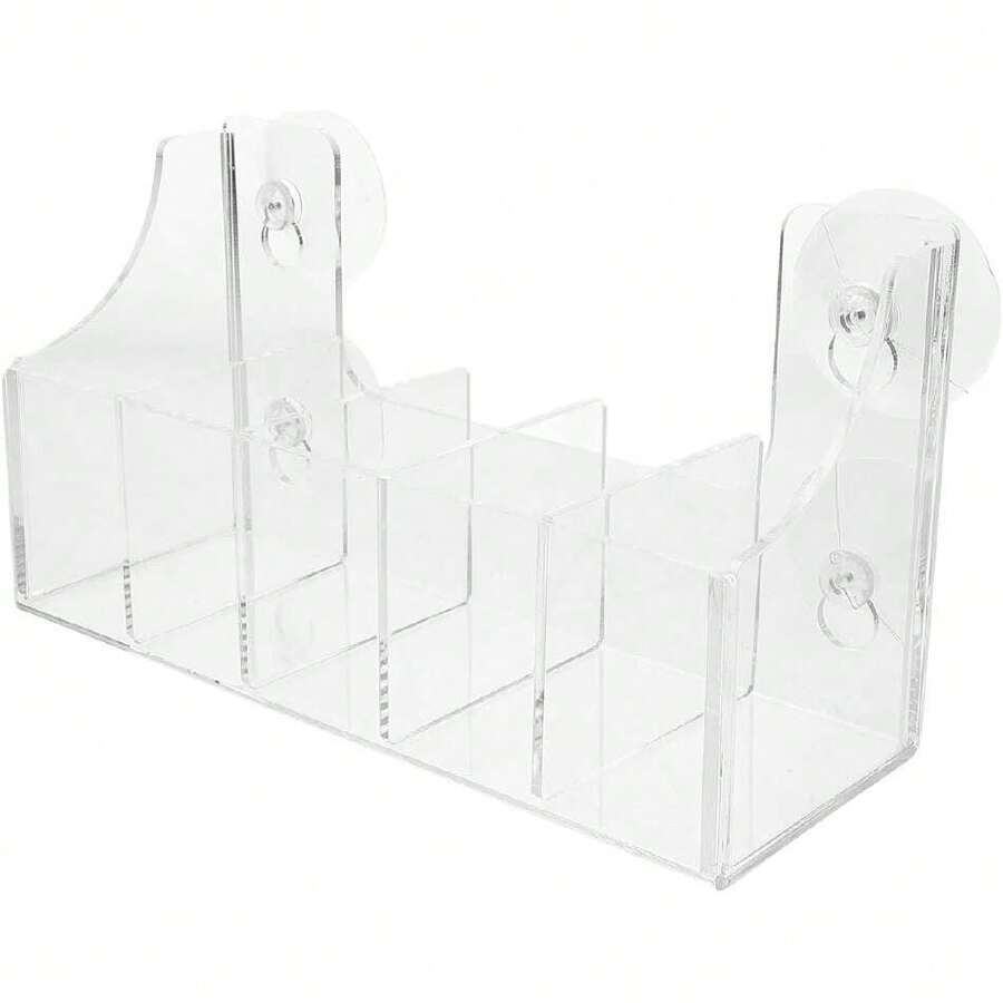 Refrigerator Suction Cup Storage Rack Clear Acrylic 5-Compartment Organizer For Fridge Door Kitchen Bathroom Drink And Snack Holder,41421789 - Multicolor - View 1