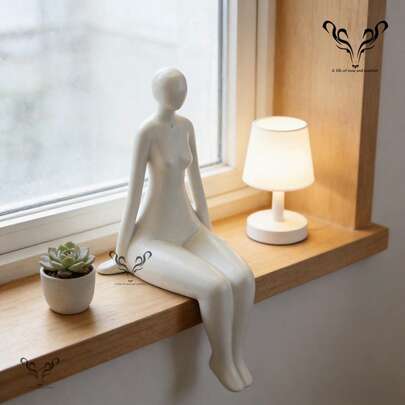 Retro Sitting Posture Abstract Figure Ceramic Statue Decoration Piece. The Design Is Elegant And Suitable For Various Scenarios Such As Bedroom, Living Room, Entrance, Study, Etc. For Decoration And Display.