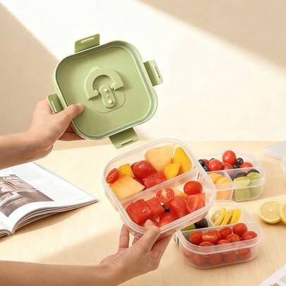 صندوق غداء بلاستيكي مربع محمول بسعة 920/900 مل، مقسم إلى حجرتين/ثلاث حجرات، مع مقبض، قابل للتسخين في الميكروويف، محكم الإغلاق ومانع للتسرب، حاوية طعام للسلطات والفواكه، قابل لإعادة الاستخدام بسعة كبيرة، مناسب لاستخدام الطلاب والبالغين في المدرسة والمكتب والتخييم والنزهات والسفر وبداية العام الدراسي