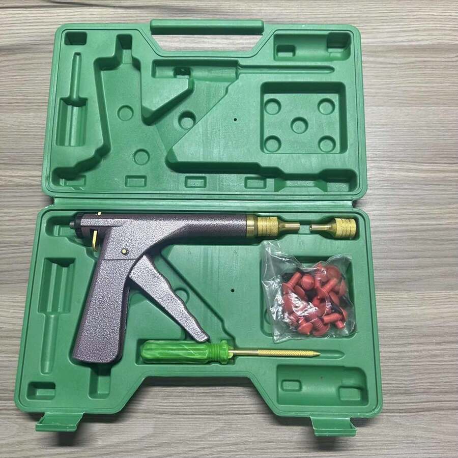 Tubeless Car Wheel Vacuum Tyre Repair Tool Kit Vacuum Tire Repair Gun Kit With, Vehicle Maintenance, Roadside Assistance, Compact Design, Portable Tool, Reliable Performance, Drivers, Emergency Kits - Green - View 1