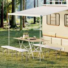 Banco Plegable de Plástico 6Ft, Portátil con Asa de Transporte, Impermeable HDPE para Exterior, Picnic, Camping y Fiestas, Blanco - Blanco - Ver 7