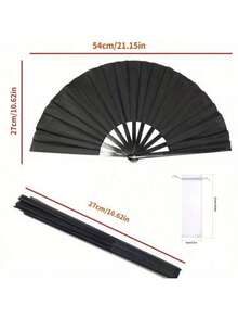 Black Classic Folding Hand Fan, Solid Color Folding Fan, Wooden Accordion-Style Handheld Fan, Summer Cooling Gift, Easy To Carry And Fit In Bag, Suitable For Wedding, Party Gift, Performance, Dance, Home Decor, Festival, Summer - Multicolor - View 11