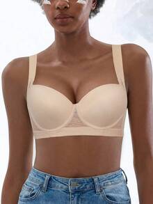 Women's Black Push Up Bra - Comfortable, Breathable & Wide Straps With Side Coverage - Beige - View 8