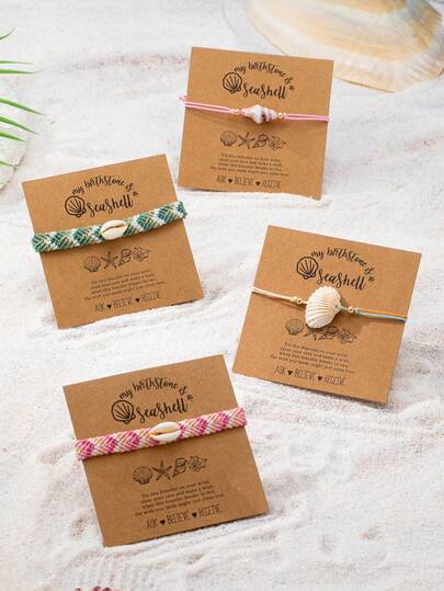 1pc Bohemian Boho Cowrie Seashell Wish Bracelet For Women, Ocean Spirit Wax String Bracelet & Anklet For Beach Wear, Vacation Beachy Jewelry (Random Cord Color)