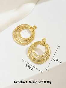 1 Paar modische 3-Ring Edelstahl Creolen, stilvolle retro-chic personalisierte Ohrringe für Frauen - Ohrringe - Übersicht 5