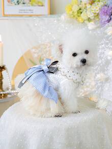 PETCIRCLE 1件宠物服装，猫狗服装，小型犬幼犬贵宾犬泰迪休闲时尚可爱浪漫连衣裙系列，童话薄纱裙 - 彩色 - 查看 2