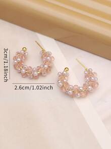 1 Pair Minimalist Elegant Luxury Faux Pearl Wrapped Hoop Earrings, Suitable For Women's Daily Wear, Outings, Photography, Birthday Gift - Wrapped Earrings - View 5