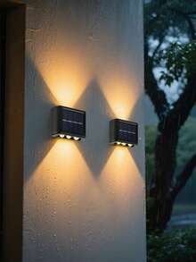 1/2/6 lamp solarnych ściennych, 8/10 diod LED z automatycznym czujnikiem, dwustronne oświetlenie, wodoodporna lampa ozdobna do ogrodu i na patio - Czarne - Zobacz 4