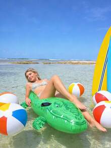 1 pieza Dispositivo inflable con forma de cocodrilo, Dispositivo flotante de agua inflable con forma de cocodrilo, Flotador de piscina inflable con forma de cocodrilo, Tabla de surf inflable de PVC con forma de cocodrilo, Adecuado para entretenimiento familiar de adultos, recreación al aire libre, fiesta de verano, playa, lago, agua, flotación en piscina, recreación acuática de verano, adecuado para fiesta de piscina, vacaciones, verano. - Múltiples estilos - Ver 3