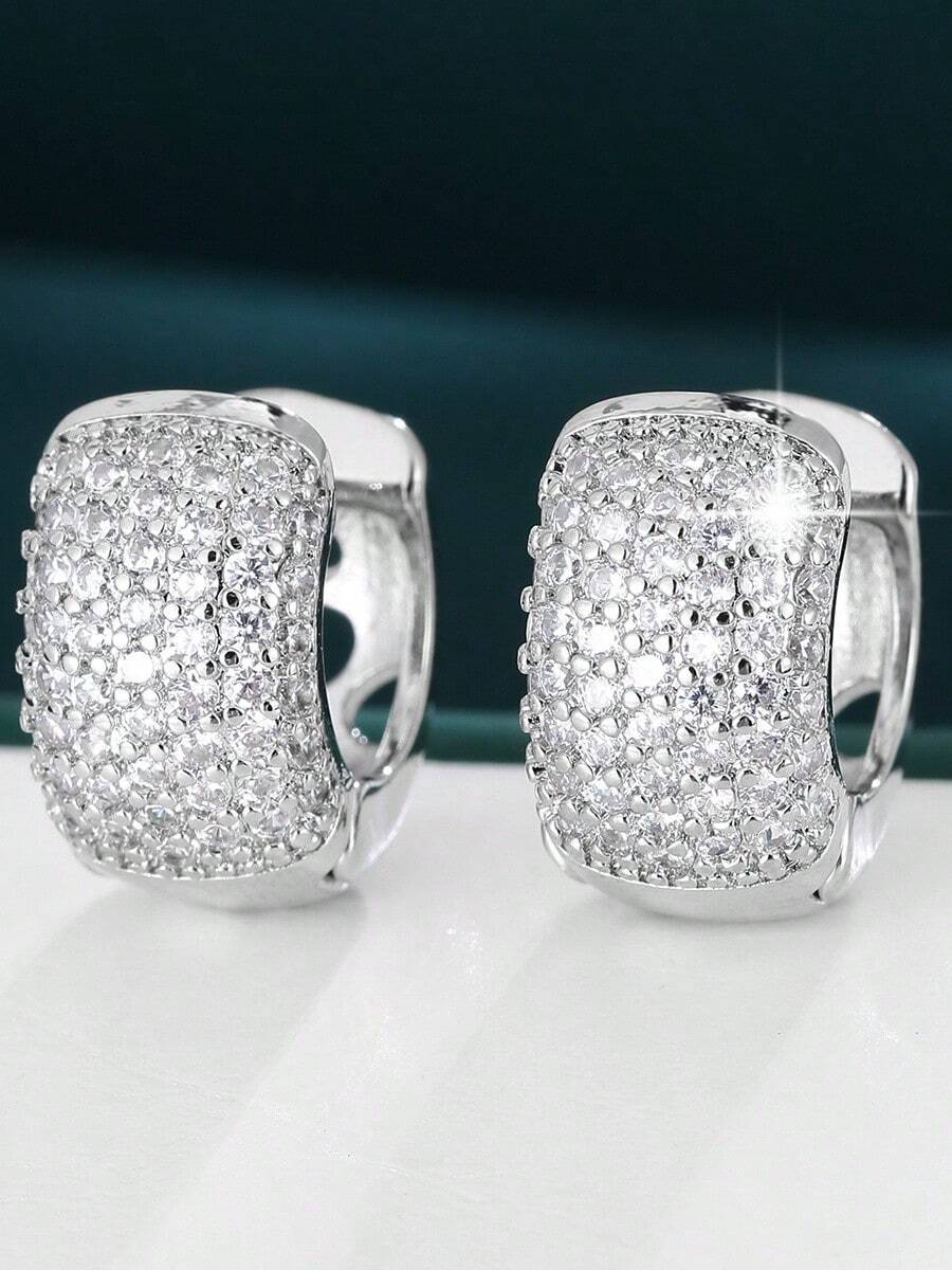 1 Pair Vintage Versatile Zirconia Inlaid Fashion Earrings For Women, Suitable For Daily Commute, Gatherings, Parties, Valentine's Day Gift - Earrings - View 1
