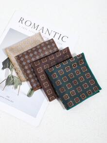 1pc Fashionable Casual Versatile Men's Retro Small Plaid Pattern Pocket Square Handkerchief Suit Chest Towel, Suitable For Daily, Party, Banquet - Multicolor - View 2