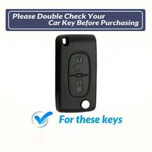 Vỏ chìa khóa điều khiển từ xa 2 nút, tương thích với các dòng xe Peugeot 207, 307, 407, 308, 408, 3008, 5008 và C2, C3, C4, C5, C6, C8. - gói duy nhất - Xem 5