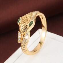 1pc Snake Bite Tail Design Cubic Zirconia Inlaid Women Ring - Multicolor - View 13