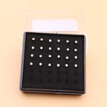 24pcs Stainless Steel Rhinestone Nose Studs/Rings For Women - White Rhinestones - View 4