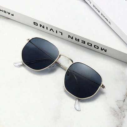 1 Pair Metallic Fashion Glasses, Fashionable Colorful Unisex Eyewear