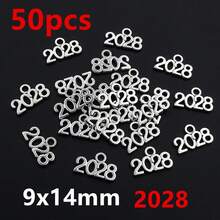 50pcs Year Number 2026 2027 2028 Pendant Charms DIY Jewelry Making Jewelry Finding Antique Silver Plated Accessories - Antique Silver - View 13