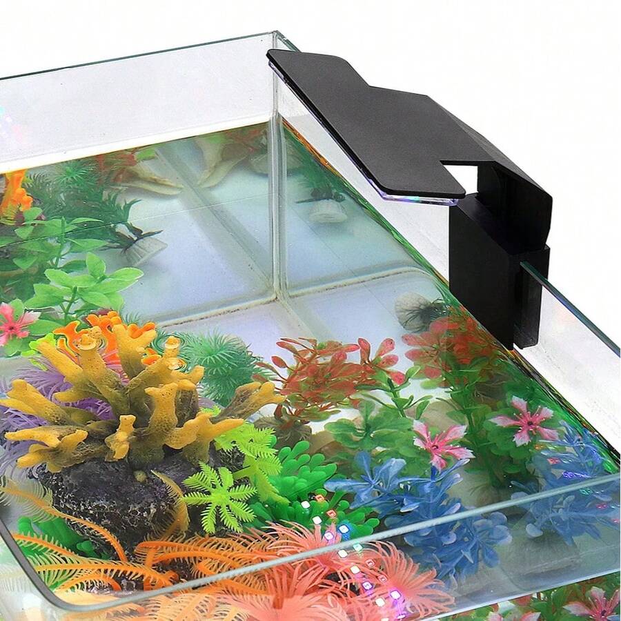 1个鱼缸灯，水族箱灯 - USB供电，10级亮度调节和3种照明模式 - 适用于淡水/海水鱼缸、水族箱照明、水生植物和水下景观，适合水族爱好者 - 黑色 - 查看 1
