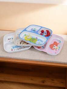 Disney 1件卡通餐具，史迪奇、奇奇蒂蒂、爱丽儿美人鱼，100周年纪念版，三格餐盘，密胺材质，生日派对家庭晚餐餐盘 - 彩色 - 查看 5