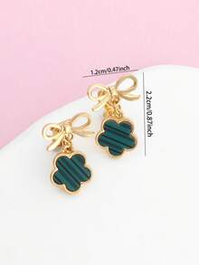 可爱甜美的蝴蝶四叶草系列，流行时尚耳环 - 彩色 - 查看 5
