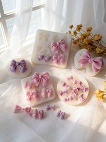 1pc Silicone Candy Mold, Cute Bow Design DIY Fondant Mold For Kitchen - White - View 2