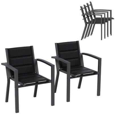  DEVOKO Stackable Aluminum Restaurant Chairs, Maximum Load Capacity 160 Kg, Balcony Chairs, Suitable For Garden, Pool, Terrace, Restaurant, Garden Furniture, Set Of 2 Garden Chairs