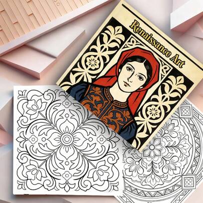 1 Set  European Renaissance Art: Adult Drawing Book. A Line Drawing And Illustration Book Measuring 7.87 X 7.87 Inches, Containing 20 Pages, Perfect For Keeping Warm And A Great Gift For Family And Friends During Thanksgiving, Valentine's Day, Christmas, Other Holiday Gatherings, And Birthday Celebrations.