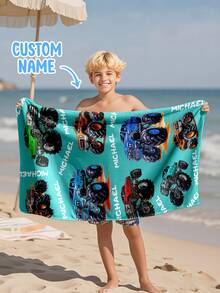 Personalized Children's Beach Towel, Perfect Summer Birthday Gift, Suitable For Various Summer Occasions. Customizable Beach Towel And Accessories, Applicable For Beach, Swimming Pool, Travel, Camping, Yoga And More. - Multicolor - View 5