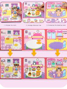 Children's Quiet Sticker Book, Character Scene Puzzle Book, Reusable Educational Travel Toy, Suitable For Boys And Girls Aged 3 And Above - Multicolor - View 3