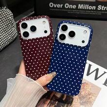 DJmltech For IPhone 17 Pro Case Polka Dot Phone Cases Aesthetic Design Women Girly Retro  Simple Slim Thin Flexible Shockproof Protective Cover Navy Blue - 款式1(1pc) - 查看 4