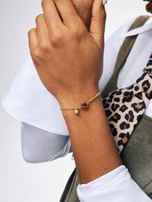 1pc Heart Shaped Bracelet, 2025 New Luxury Delicate Chain With Red Heart, Fashionable Premium Personalized Jewelry - Red Heart Bracelet - View 2