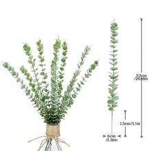 24 PCS 20 Inches Artificial Eucalyptus Stems Realistic Faux Eucalyptus Branches Leaves For Wedding Bouquet Home Table Vase Decor - 綠色撲粉 - 查看 2