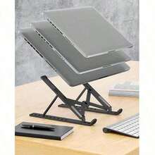 Portable Laptop Stand, New Version Adjustable Laptop Holder Riser Computer Stand For Desk Notebook Stand Mount, Black And White - Black - View 3
