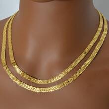 1pc Classic 18K Gold-Plated Braided Necklace, Minimalist Versatile Daily Wear For Men And Women - Gold - View 4