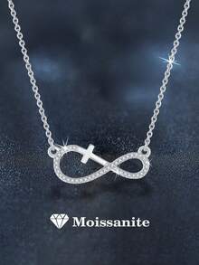 这款奢华的925纯银项链，搭配0.7克拉莫桑石十字架吊坠，适合女性日常佩戴、参加派对、节日庆典、情人节、母亲节、结婚纪念日等场合，也是馈赠亲友的理想珠宝礼物。 - 銀色 - 查看 1