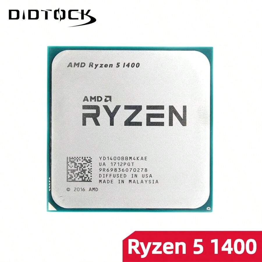 AMD Ryzen 5 1400 R5 1400 3.2GHz 4-Core 8-Thread Procesador CPU 14NM L3=8M Socket AM4 Sin Ventilador Sin Caja Original - Beis - Ver 1