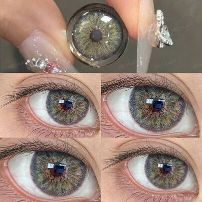 FRESH LADY Freshlady 1 par, 14.20 mm, uso anual, lentes cosméticos de color gris brisa, lentes de círculo de estilo mixto natural, maquillaje de ojos para el trabajo, la escuela, el uso diario, fiestas, regalo para amigos