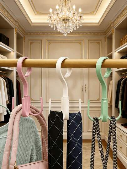 1 ชิ้น ตะขอสี่กรงเล็บหมุนได้ 360 องศา, เหมาะสำหรับตู้เสื้อผ้าและกระเป๋าผูก, ทั้งแบบแห้งและเปียก - ที่แขวนกระเป๋าและเนคไทอเนกประสงค์, ประหยัดพื้นที่และเป็นระเบียบเรียบร้อย, เหมาะสำหรับทั้งชายและหญิง, เครื่องมือจัดระเบียบตู้เสื้อผ้า, ของขวัญในอุดมคติสำหรับผู้เชี่ยวชาญด้านบ้านและผู้ที่ชื่นชอบแฟชั่น, พร้อมสีสุ่ม