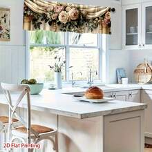 1pc 2D Flat -2D Flat - 1pc Of Vintage Floral Valance Curtain With A 2D Flat Print And Rod Pocket Design, Easy To Install, Perfect For Enhancing The Ambiance Of Bathrooms, Housewarming Events, Art Deco Themes, Party Decorations, And Kitchens-YJ - trắng - Xem 4