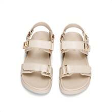 Girls Sandals Casual Open Toe Two Adjustable Strapped Sandals With Hook And Loop For Little Kid/Big Kid - 杏色 - 查看 6